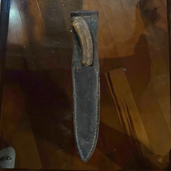 Vintage - German hand carved elk solingen knife with sheath - Picture 3 of 7